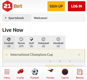 The Intuitive Mobile Version of 21Bet