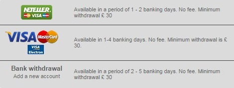 Banking options at the Gambling website of Mr Green!