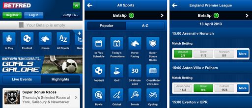 What features does the mobile app of Betfred offer?